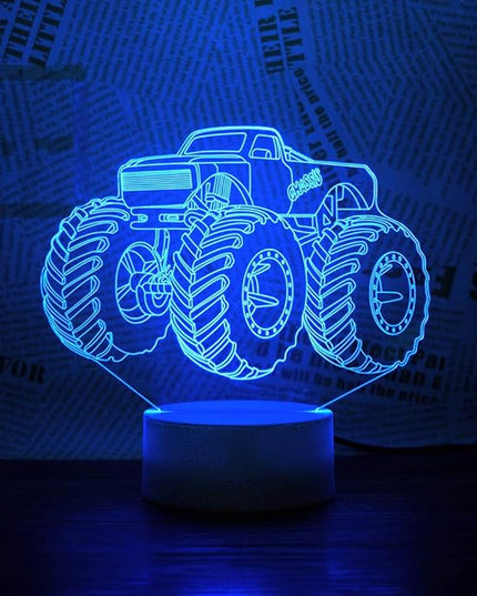 3D Lamp for Child Monster Truck Series Nightlamp Bedside Lamps 7 Colors Illusion for Child Night Light Lamps for Child Room Lamp As Gift Ideas for Boys or Kids - LeafyLoom