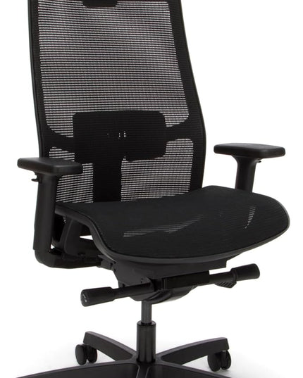 HON Ignition 2.0 Ergonomic Mesh Office Chair with Headrest - High Back Computer Desk Chair Adjustable Lumbar Support, Armrests, Seat-Depth, Synchro-Tilt Recline, 360 Swivel Rolling Wheels – Black - LeafyLoom