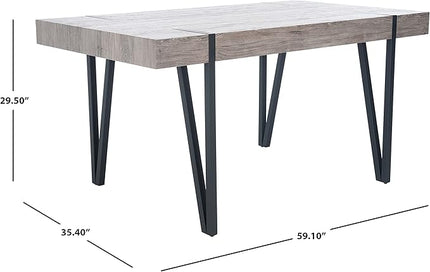 SAFAVIEH Home Collection Alyssa Mid-Century Rustic Industrial Grey Oak/Black Dining Room Table DTB7000C, 0 - LeafyLoom