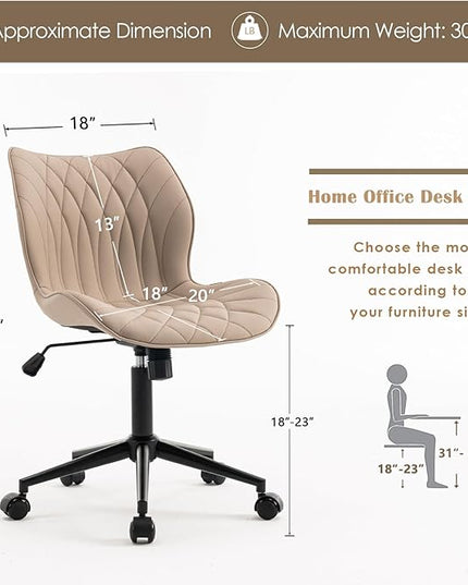 YOUNUOKE Office Desk Chair, Comfy Home Office Chairs, Small Comfortable Desk Chairs with Wheels, Armless PU Leather Chairs for Computer Conference, Khaki - LeafyLoom