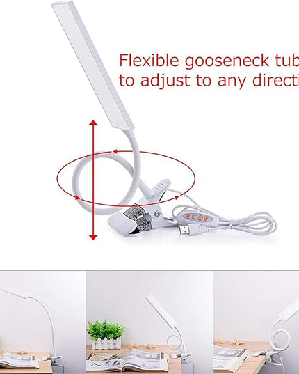 LED Desk Lamp Dimmable Eye-Caring Table Lamp Reading Light Office Light Adjustable 3 Color Modes,14 Brightness Levels, Gooseneck Flexible Clip-on Light for Studying, 5W-White - LeafyLoom