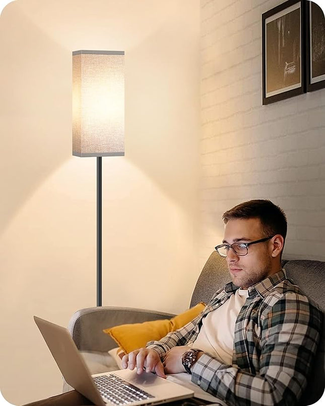 Floor Lamp, Pole Lamp with Foot Switch, Modern Standing Lamp Lampshade, Minimalist Freestanding Lamp (Bulb Not Included), for Living Room, Bedroom Office FCC Listed, Black and Gray H07LD05 - LeafyLoom