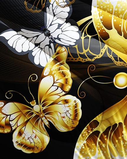 Butterfly Comforter Set for Adults Black and Gold Butterfly Bedding Set Aesthetics Butterflies Quilt Duvet Set Full Size with 1 Comforter and 2 Pillowcases - LeafyLoom