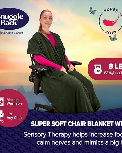 The Original Office Chair Blanket by SnuggleBack; Cozy Comfy Office Desk Chair Wrap Attaches for Convenient Heat and Hands-Free. Stay Warm In The Winter or Summer. Sherpa Fur Lining - LeafyLoom