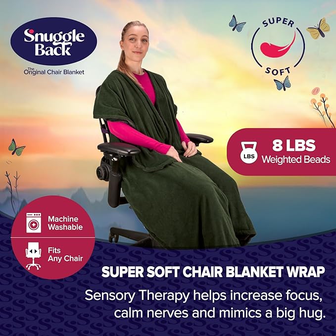 The Original Office Chair Blanket by SnuggleBack; Cozy Comfy Office Desk Chair Wrap Attaches for Convenient Heat and Hands-Free. Stay Warm In The Winter or Summer. Sherpa Fur Lining - LeafyLoom