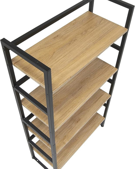 Calico Designs Ashwood 4-Tier or 2-Tier Stackable Bookshelf (1 Set),Graphite Black/Ashwood,Rectangular - LeafyLoom