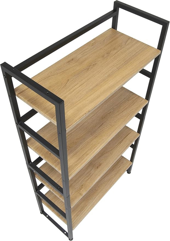Calico Designs Ashwood 4-Tier or 2-Tier Stackable Bookshelf (1 Set),Graphite Black/Ashwood,Rectangular - LeafyLoom