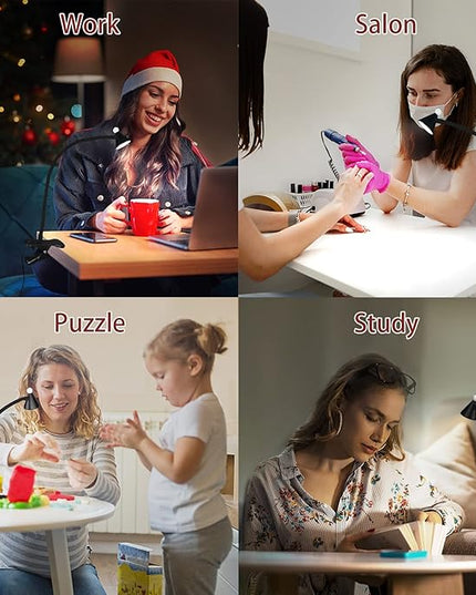 LED Desk Lamp with Clamp,Reading Light with Long Flexible Gooseneck,Clamp Light for Reading,Bed Lights for Headboard,Book Light for Kids with 30 Adjustable Color Modes,Clamp Lamp for Home, Black - LeafyLoom