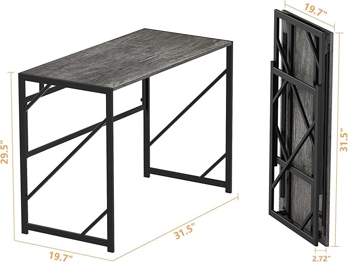 Elephance Folding Desk Writing Computer Desk for Home Office, No-Assembly Study Office Desk Foldable Table for Small Spaces - LeafyLoom
