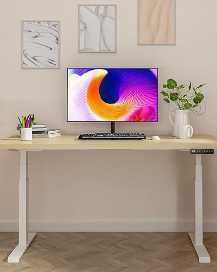Electric Standing Desk Frame Dual Motor Height Adjustable Desk Motorized Stand Up Desk-White(Frame Only) - LeafyLoom