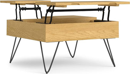 SIMPLIHOME Hunter Lift Top Square Coffee Table, 32 inch, Oak - LeafyLoom