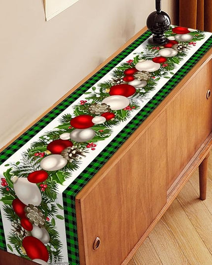 Nepnuser Black and Green Buffalo Check Plaid Christmas Table Runner 90 Inches Long Gingham Xmas Decoration Holiday Home Kitchen Decor Nepnuser
