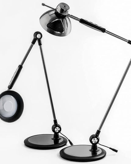 OTUS Desk Lamp Gesture Control, LED Architect Desk lamp for Home Office, Adjustable Metal Swing Arm, Tall Task Light for Drafting or Bedside Table Reading, 12 Brightness, 3 Touch Eye-Caring Modes - LeafyLoom