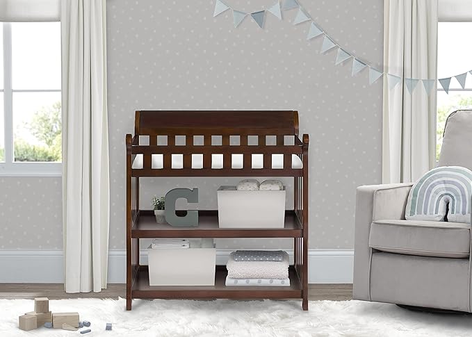 Delta Children Bentley 4-in-1 Convertible Crib and Eclipse Changing Table Bundle, Black Cherry - LeafyLoom