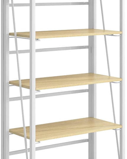 No-Assembly Folding Bookshelf Storage Shelves 5 Tiers Vintage Multifunctional Plant Flower Stand Storage Rack Shelves Bookcase for Home Office(White) - LeafyLoom