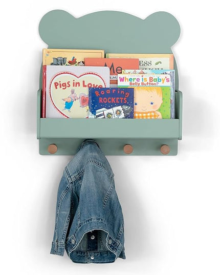Delta Children babyGap Tate 4-in-1 Convertible Crib + Brannan Bear Bookcase with Bins + Brannan Bear Wall Shelf with 4 Hooks, Navy/Natural (Bundle) - LeafyLoom