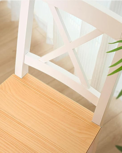 sogesfurniture 5-Piece Dining Table Set, Pine Wood Kitchen Table with 4 Chairs,Indoor Modern Rectangular Dining Table Furniture Set for Kitchen, Dining Room, Dinette, Breakfast Nook, Oak&White - LeafyLoom