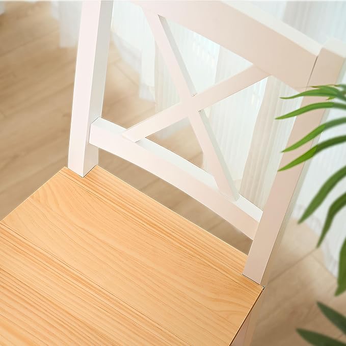 sogesfurniture 5-Piece Dining Table Set, Pine Wood Kitchen Table with 4 Chairs,Indoor Modern Rectangular Dining Table Furniture Set for Kitchen, Dining Room, Dinette, Breakfast Nook, Oak&White - LeafyLoom