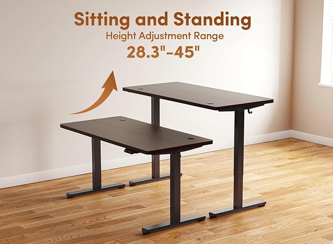 BANTI 55'' Standing Desk, Electric Stand up Height Adjustable Home Office Table, Sit Stand Desk with Splice Board, Black - LeafyLoom