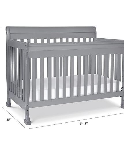 DaVinci Kalani 4-in-1 Convertible Crib in Grey, Greenguard Gold Certified - LeafyLoom