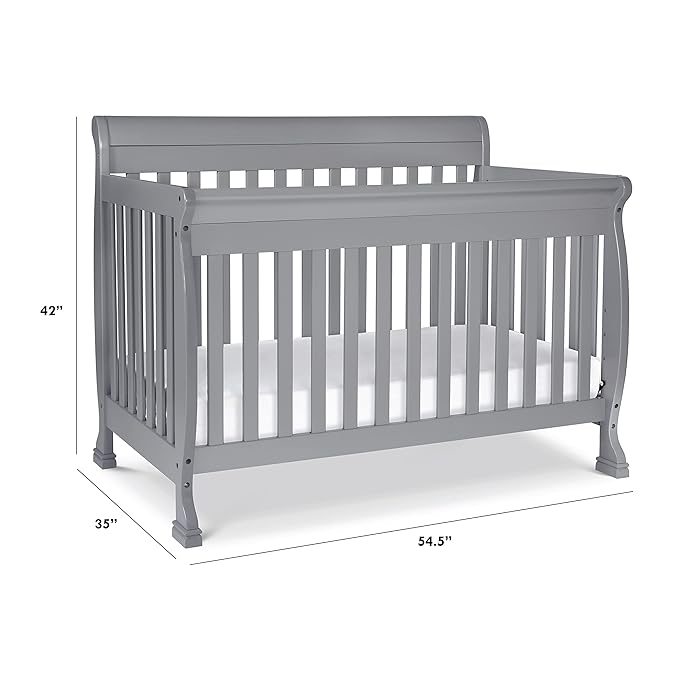 DaVinci Kalani 4-in-1 Convertible Crib in Grey, Greenguard Gold Certified - LeafyLoom