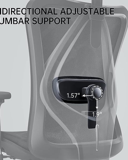SIHOO M57 Ergonomic Office Chair with 3 Way Armrests Lumbar Support and Adjustable Headrest High Back Tilt Function Black - LeafyLoom