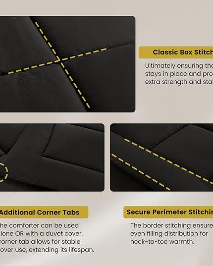 Queen Bed in a Bag 7 Pieces Comforter Set Queen, Wood Grain Texture Comforter Set Black Bed Set with Comforter, Pillowcases, Flat Sheet, Fitted Sheet and Pillow Shams - LeafyLoom