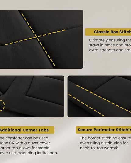 Twin Bed in a Bag 5 Pieces Comforter Set Twin, Wood Grain Texture Comforter Set Black Bed Set with Comforter, Pillowcase, Flat Sheet, Fitted Sheet and Pillow Sham - LeafyLoom