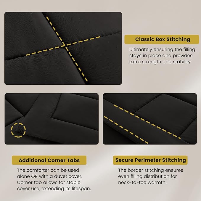 Twin XL Bed in a Bag 5 Pieces Comforter Set Twin XL, Wood Grain Texture Comforter Set Black Bed Set with Comforter, Pillowcase, Flat Sheet, Fitted Sheet and Pillow Sham - LeafyLoom