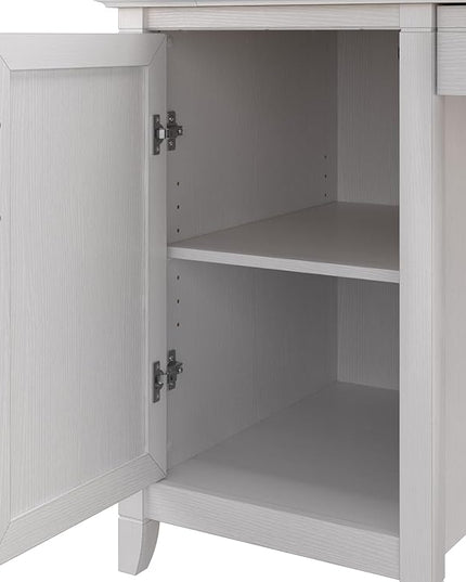 Bush Furniture Key West Computer Desk with Storage | Farmhouse PC Table for Home Office, 54W, Pure White Oak - LeafyLoom