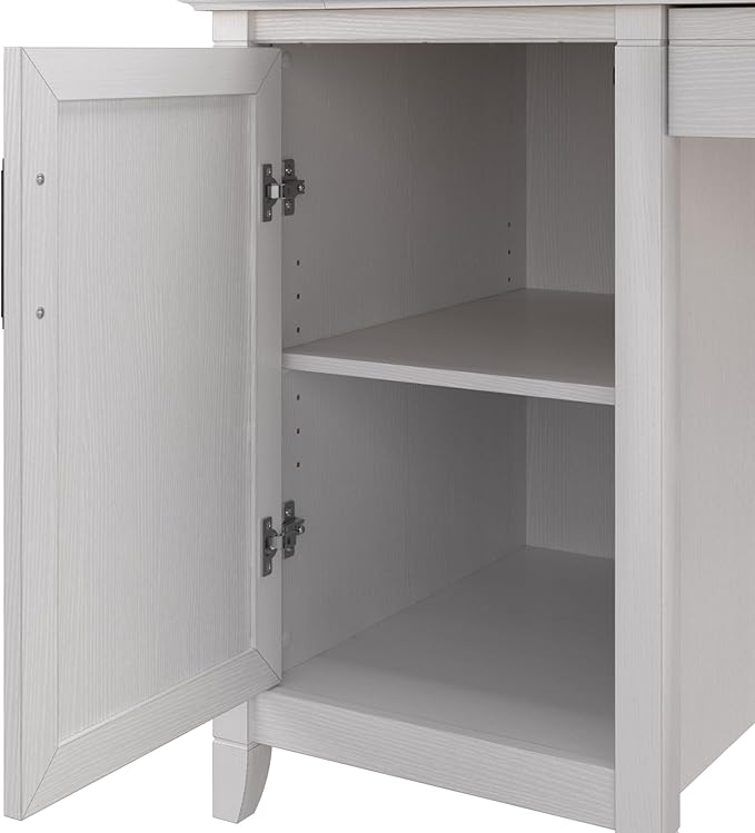 Bush Furniture Key West Computer Desk with Storage | Farmhouse PC Table for Home Office, 54W, Pure White Oak - LeafyLoom