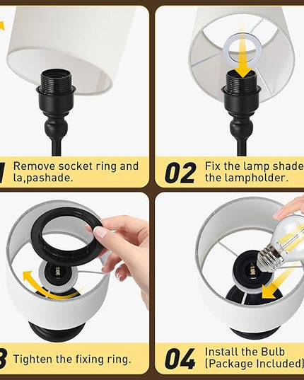 Cordless LED Table Lamp, 6000mAh Rechargeable Bedside Night Lamp for Bedroom, Portable Touch Stepless Dimmable Battery Operated Lamp, Ambient Light for Patio Restaurant(Black H) - LeafyLoom