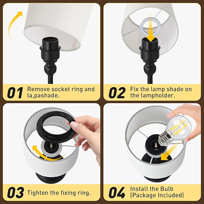 Cordless LED Table Lamp, 6000mAh Rechargeable Bedside Night Lamp for Bedroom, Portable Touch Stepless Dimmable Battery Operated Lamp, Ambient Light for Patio Restaurant(Black H) - LeafyLoom