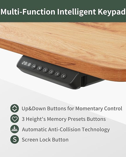 FEZIBO Height Adjustable Electric Standing Desk with 5 Drawers, 55 x 24 Inch Table with Storage Shelf, Sit Stand Desk White Frame/Light Rustic Top, 55 inch - LeafyLoom