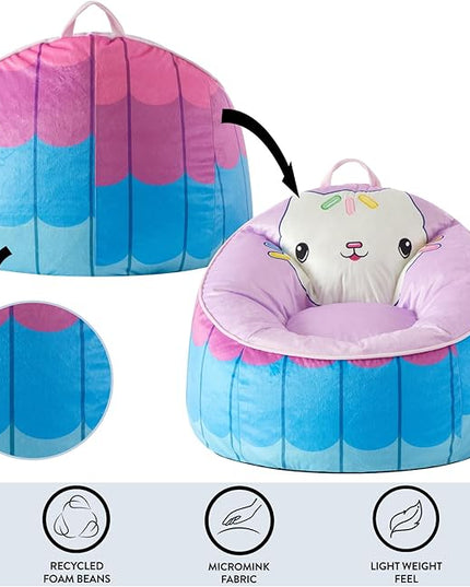 Idea Nuova Gabbys Dollhouse Hillside by pod Plush Kids Bean Bag Chair, 24"x24"x25", Ages 3+ - LeafyLoom