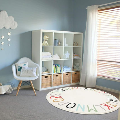 Topotdor Rainbow Round Kids Play Rug Alphabet Nursery Area Rug Extra Large Soft Crawling Play Mat for Children Toddlers Bedroom (40 inch, Multi Color) - LeafyLoom