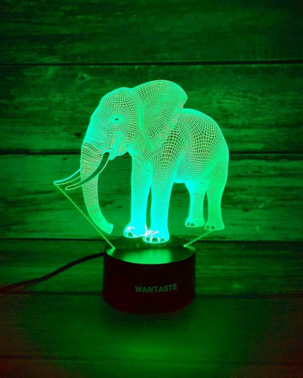 Elephant 3D Lamp Toys for Boys Girls Room, Night Light Bedside Decor Gifts for Kids Baby, 7 Colors Changing Nightlight with Smart Control - LeafyLoom