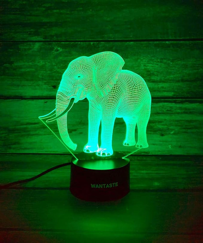 Elephant 3D Lamp Toys for Boys Girls Room, Night Light Bedside Decor Gifts for Kids Baby, 7 Colors Changing Nightlight with Smart Control - LeafyLoom