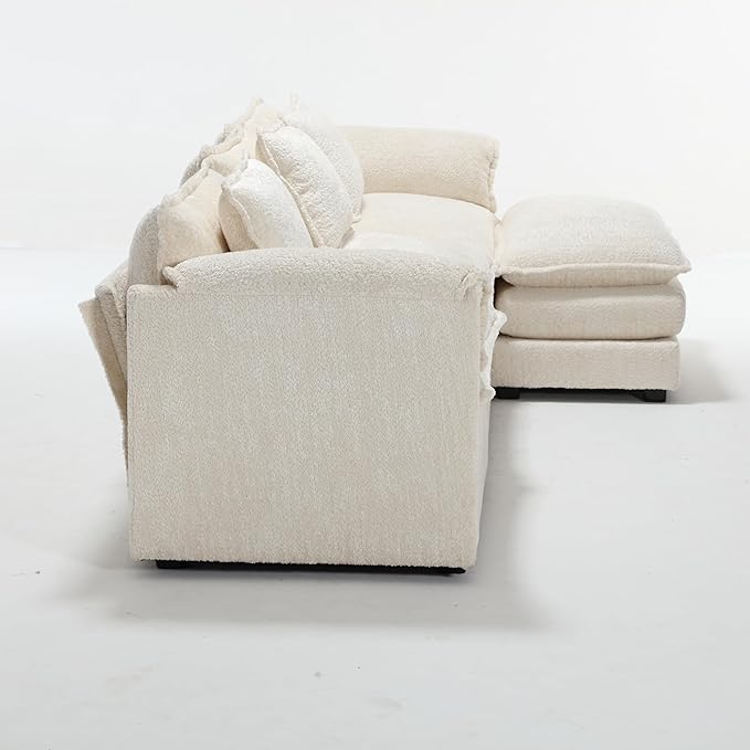 5 Seater L Shaped Convertible Modular Sectional Sofa with Reversible Chaise, Minimalist Oversized Sleeper Corner Couch,Chenille Upholstered Leisure Sofá for Living Room Office, Beige 112.2" - LeafyLoom