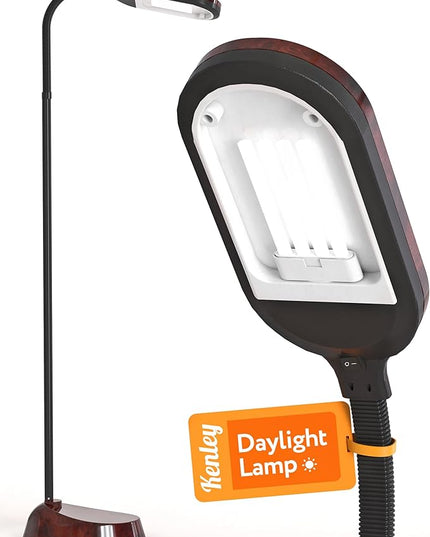 Natural Daylight Floor Lamp - Craft Light Floor Standing for Reading, Crafting, Sewing - 27W Full Spectrum White Bright Sunlight - Adjustable Gooseneck - Task Lamps for Living Room, Bedroom, Office - LeafyLoom