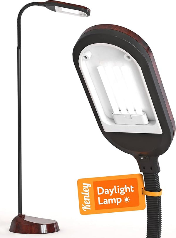 Natural Daylight Floor Lamp - Craft Light Floor Standing for Reading, Crafting, Sewing - 27W Full Spectrum White Bright Sunlight - Adjustable Gooseneck - Task Lamps for Living Room, Bedroom, Office - LeafyLoom
