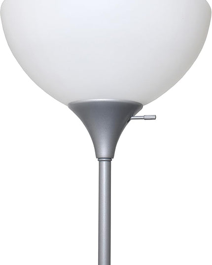 Simple Designs LF2000-SLV Mother-Daughter Floor Lamp with Reading Light, Silver - LeafyLoom