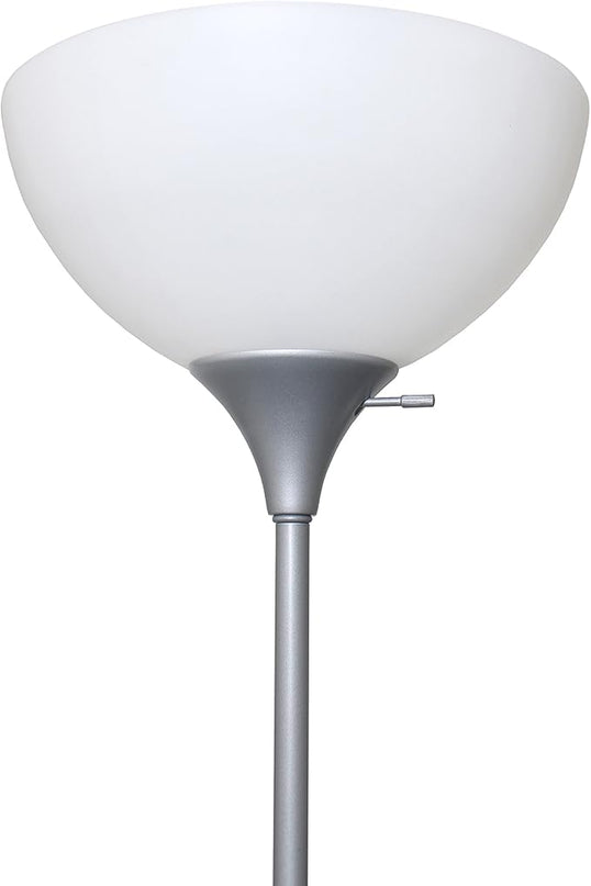 Simple Designs LF2000-SLV Mother-Daughter Floor Lamp with Reading Light, Silver - LeafyLoom