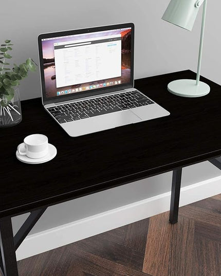 SogesGame Study Computer Desk 39.4 Inch Home Office Writing Small Desk, Modern Simple Style PC Table, Foldable Desk No Install Needed, Black - LeafyLoom