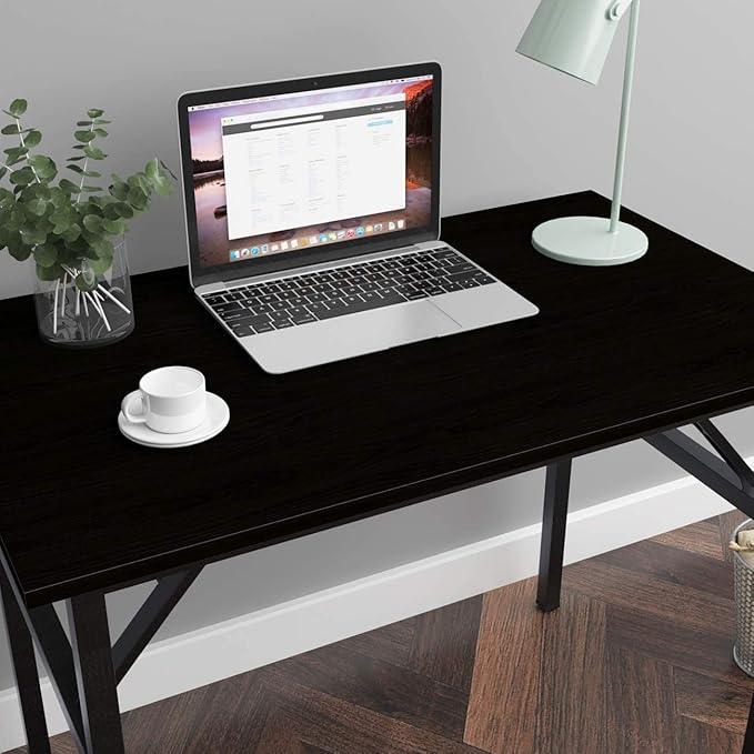 SogesGame Study Computer Desk 39.4 Inch Home Office Writing Small Desk, Modern Simple Style PC Table, Foldable Desk No Install Needed, Black - LeafyLoom