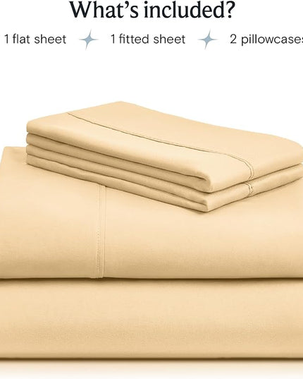 LuxClub 4 PC Sheet Bed Sheets Deep Pockets 18" Eco Friendly Wrinkle Free-Kids-Fitted Sheets Machine Washable Hotel Bedding Silky Soft - Yellow Twin - LeafyLoom