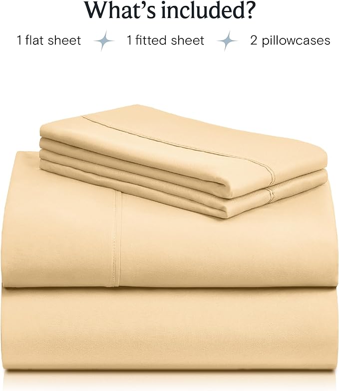 LuxClub 4 PC Sheet Bed Sheets Deep Pockets 18" Eco Friendly Wrinkle Free-Kids-Fitted Sheets Machine Washable Hotel Bedding Silky Soft - Yellow Twin - LeafyLoom