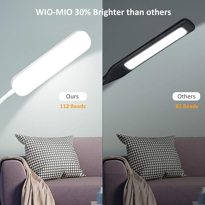 Floor Lamp, 15w/1000lm Bright LED Floor Lamp with Stepless Adjustable 3000K-6000K Colors and Dimmer, Remote and Touch Control Reading Lamp, Adjustable Gooseneck Floor Lamp for Living Room - LeafyLoom