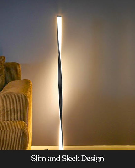 Brightech Helix LED Floor lamp, Bright Floor Lamp for Living Rooms & Bedrooms, 48" Tall Pole Lamp, Dimmable Standing Lamp - Black - LeafyLoom