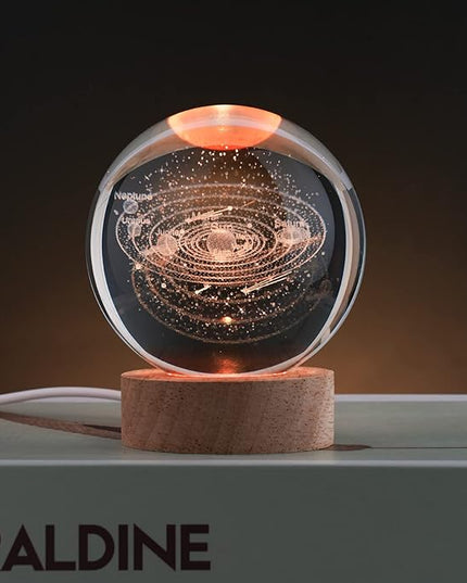 Large 3D Solar System Crystal Ball, Crystal Lamp 16 Color Changing Night Light with Remote Control for Bedroom Decor, Birthday Gift for Teens Boys and Girls, Solar System Model - LeafyLoom